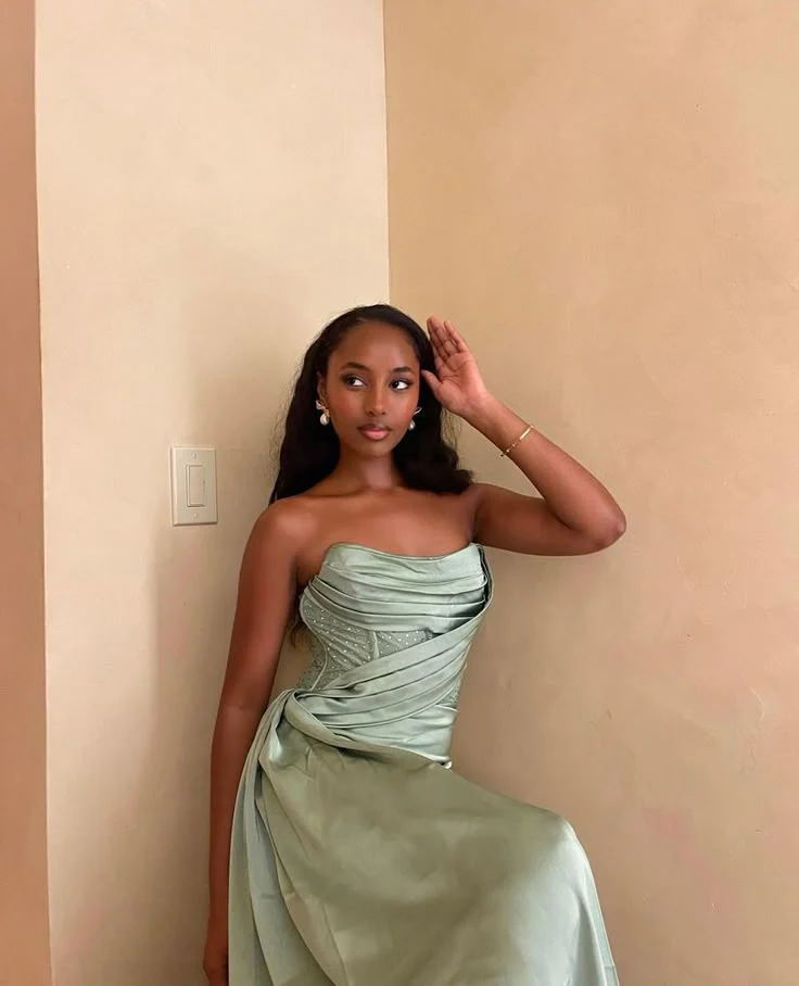 Vintage Mermaid Sweetheart Sage Green Satin Long Prom Dresses Party Dress Black Girl Outfits Graduation Dresses W0416 - Deanwangkt