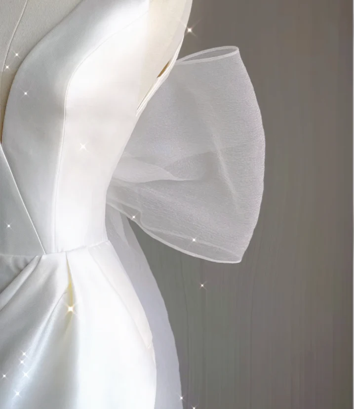 Simple Mermaid V Neckline Long White Wedding Dresses Summer Brides Dress DP473 - Deanwangkt