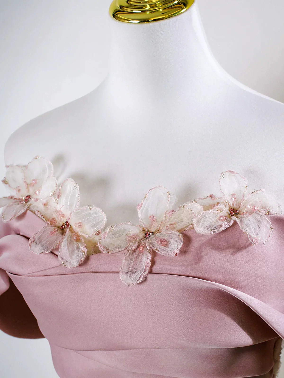 Cute A-Line Off Shoulder Tulle Lace Champagne Long Prom Dress, Champagne Sweet 16 Dress DP3158 - Deanwangkt