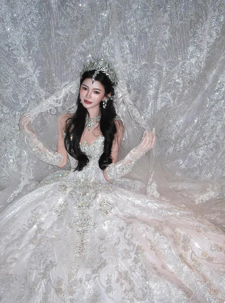 Luxury Sweetheart Neck Ball Gown Beaded Long Wedding Dresses Tulle White Bridal Dresses Sleeveless Bridal Gowns DP3697 - Deanwangkt