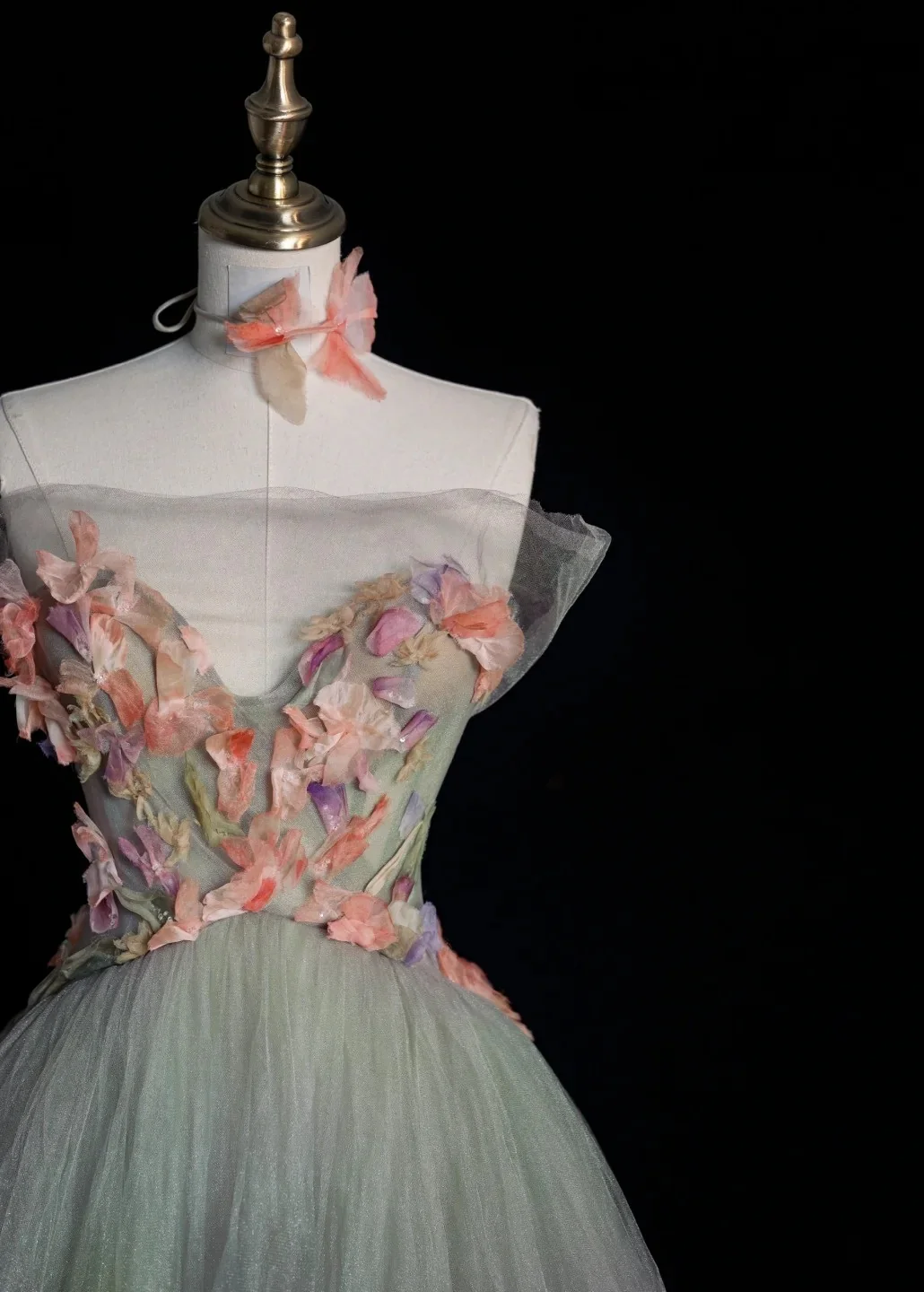 Cute Strapless A-line Long Prom Dresses Tulle Light Green Evening Dresses Sweet 16 Dress DP3729 - Deanwangkt