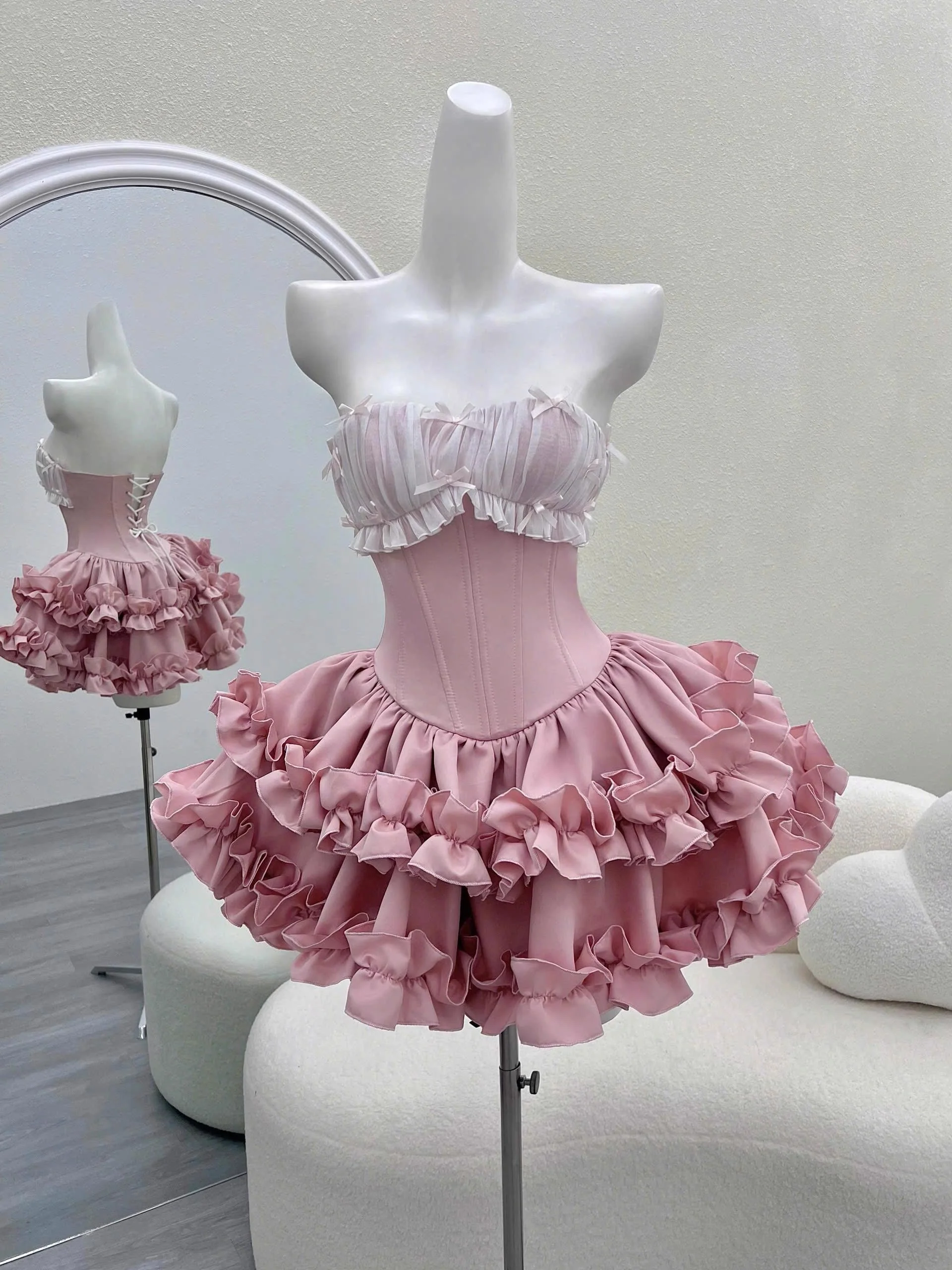 Cute Ball Gown Strapless Pink Party Dresses Short Formal Homecoming Dresses Night Chic Elegant Short Dresses Cocktail Dress 16th Birthday Outfits Hoco Dresses DH2759 - Deanwangkt