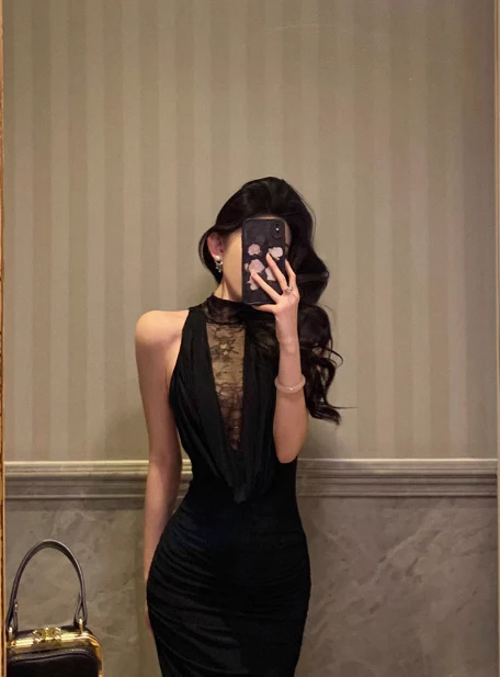 Sexy Mermaid High Neckline Black 18th Birthday Dress Long Party Birthday Outfits For Women For Women DP0178 - Deanwangkt