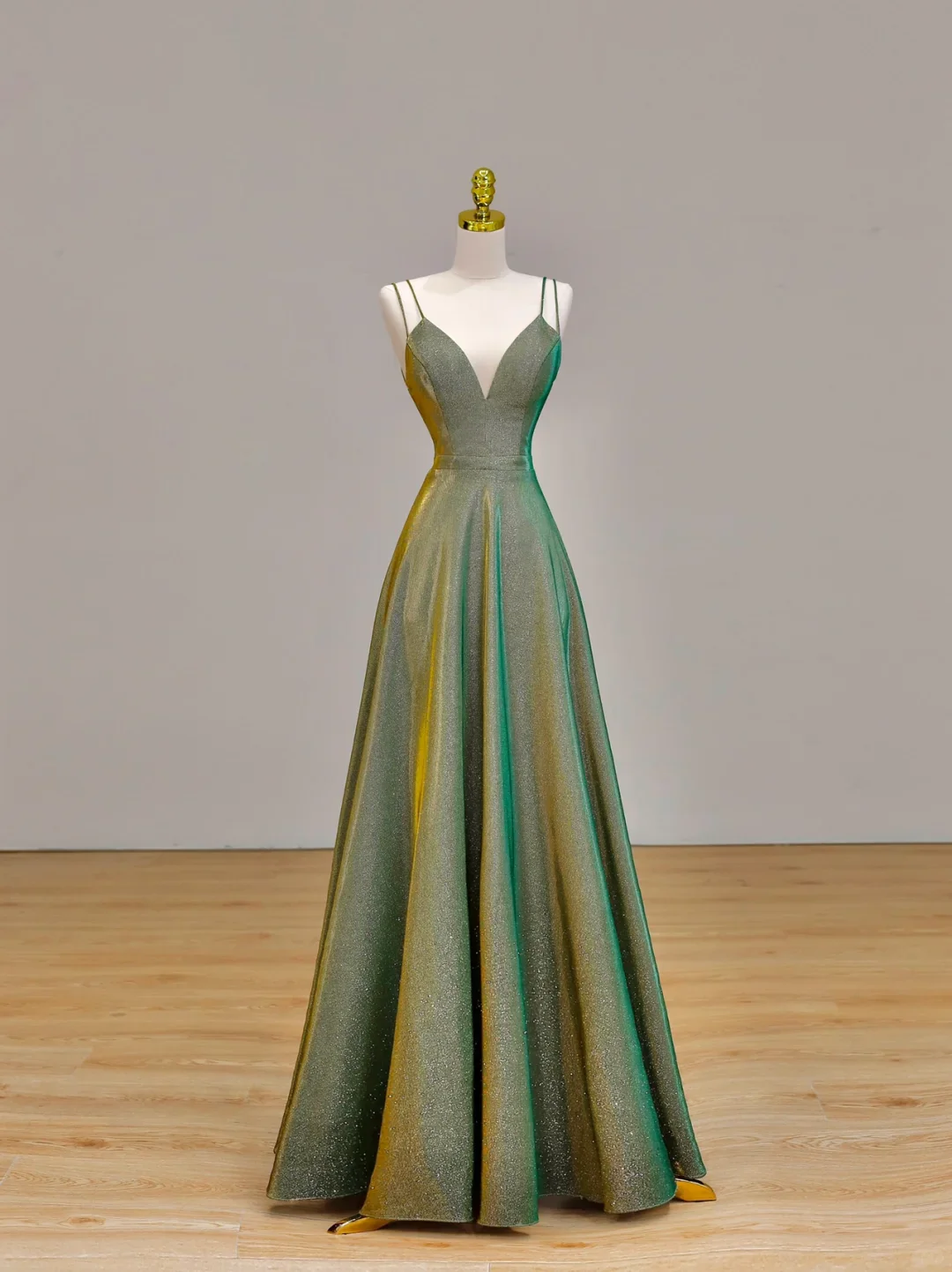Elegant Glamour Ball Gown Spaghetti Straps Sequin Green Long Prom Dress Party Dress Evening Dresses DP1542 - Deanwangkt