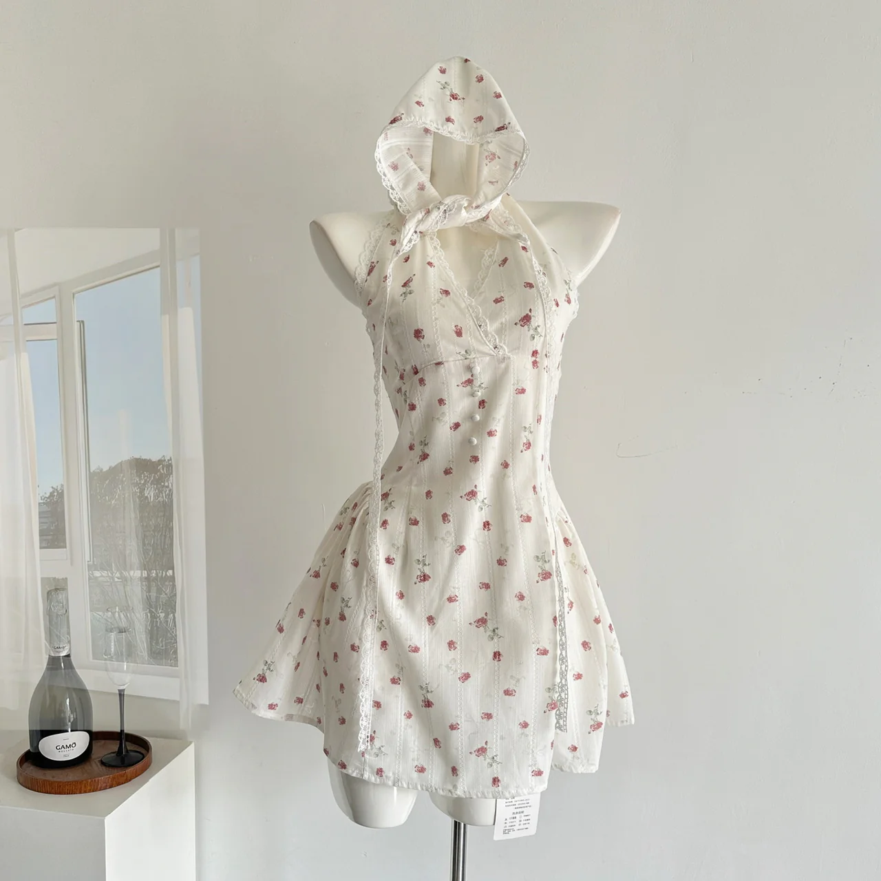 Sexy A Line Halter Neckline Floral Short Summer Dress Holiday Party Outfits For Women DP0121 - Deanwangkt