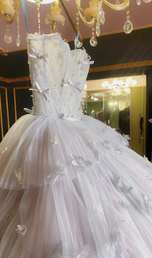 Cute Strapless Ball Gowns Light Pink Tulle Long Quinceanera Dress Formal Gowns Vestido De 15 Anos Sweet 16 Dress DP3243 - Deanwangkt