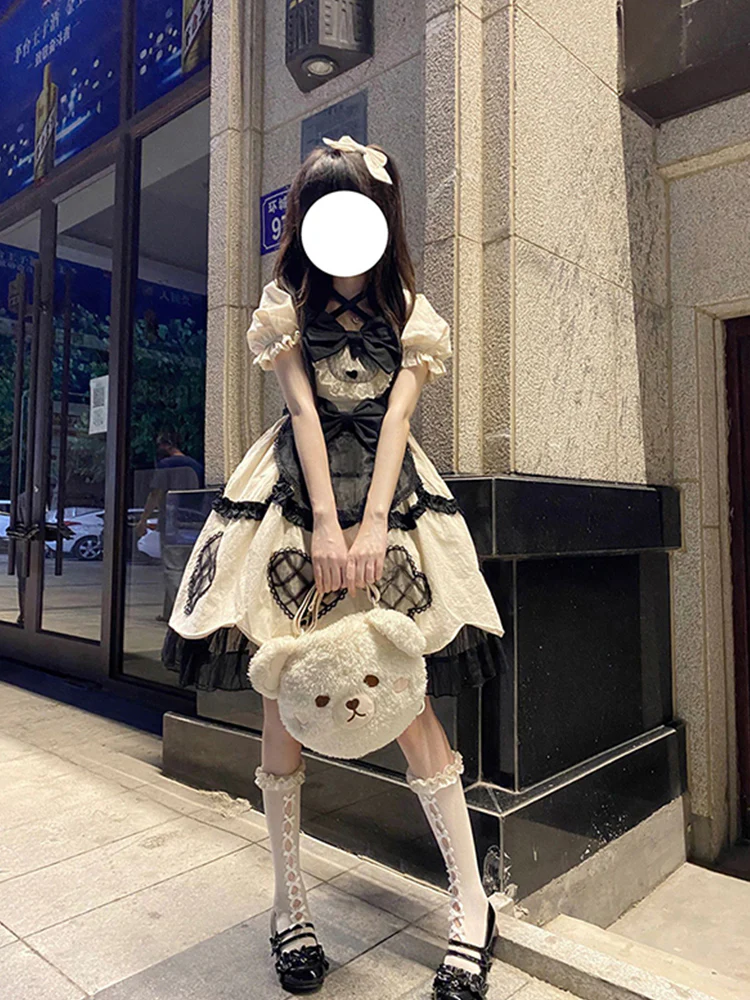 Cute Ball Gown Short Sleeves 16th Birthday Dress Lolita Dress Champagne Birthday Outfits DP0215 - Deanwangkt