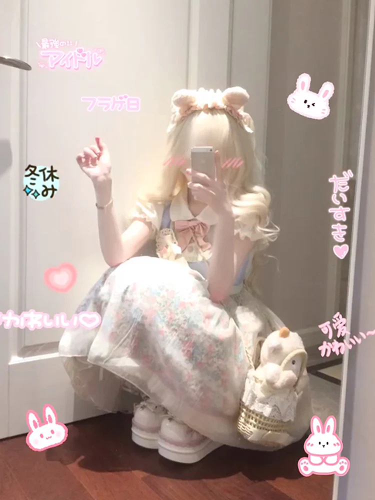 Vintage Ball Gown Short Sleeves Sweet 16th Floral Short Birthday Dress Lolita Summer Dress Birthday Outfits W1120 - Deanwangkt