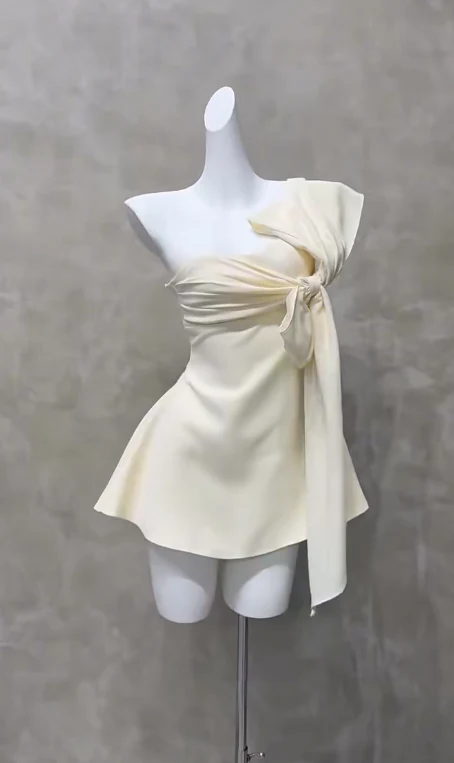 Sexy Asymmetrical Neck A-Line Short Homecoming Dress Chiffon Birthday Dress Formal Dress DP2914 - Deanwangkt