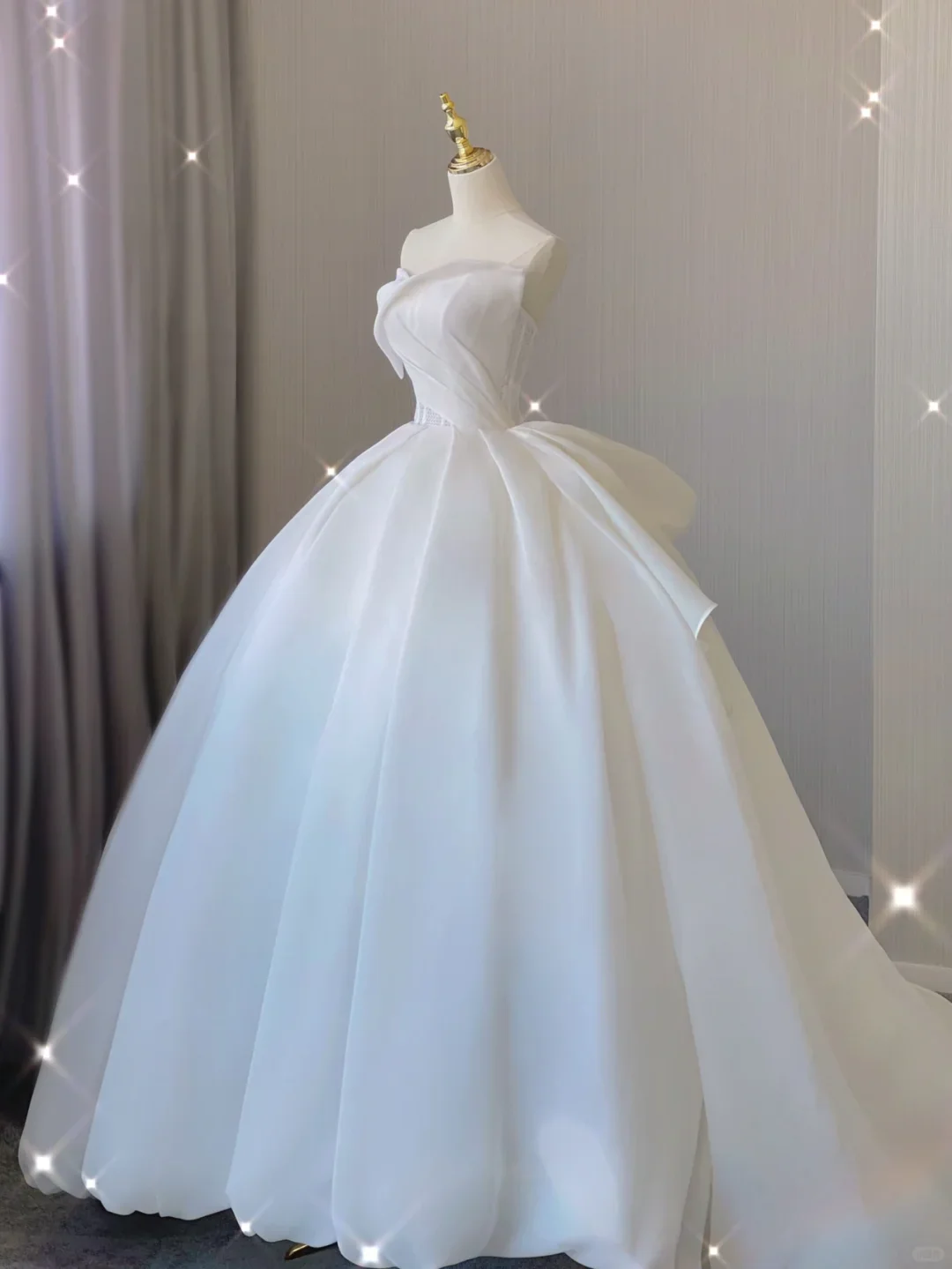 Timeless Ball Gown Strapless Long Satin White Sweep Train Wedding Dresses Brides Dress DP380 - Deanwangkt