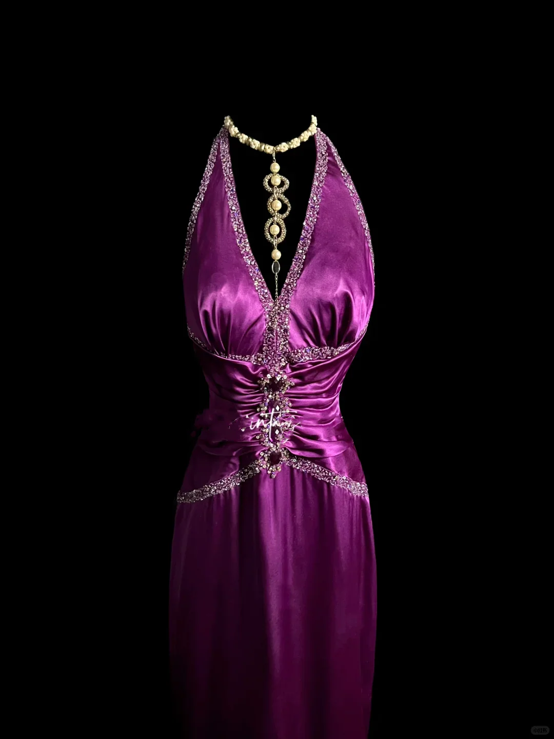 Elegant Glamour Mermaid Halter Grape Backless Satin Long Prom Dresses Party Dress Evening Dress DP914 - Deanwangkt