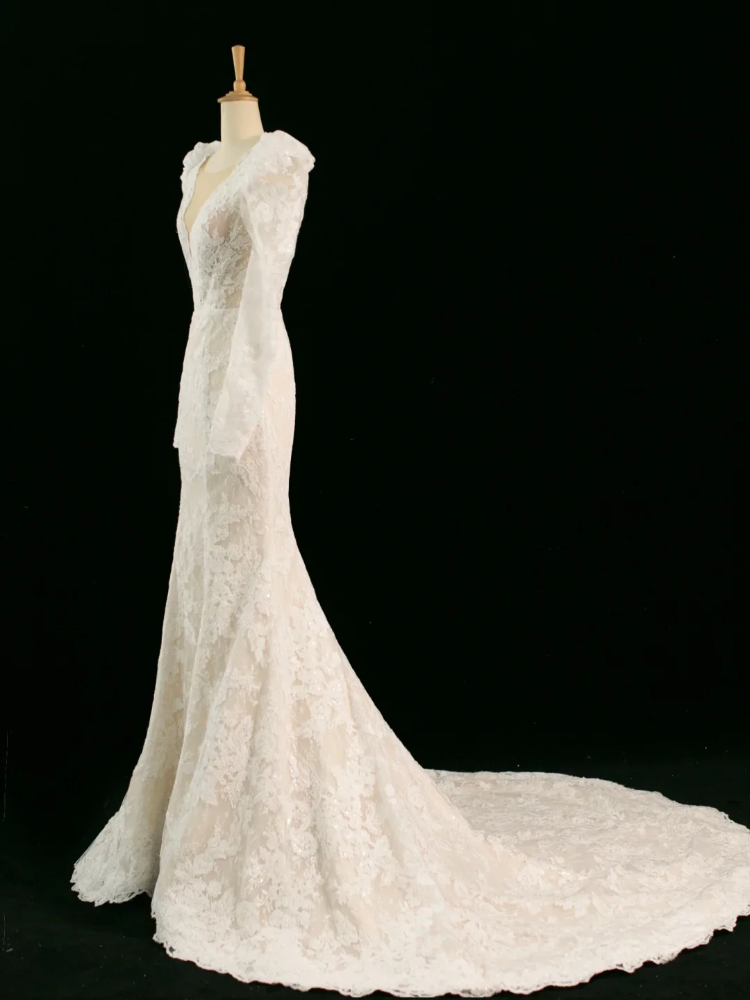 Pretty Wedding Dress Mermaid V Neck Ivory Sleeveless Lace Long Vintage Wedding Dresses Bridal Gowns Brides Gown DH357 - Deanwangkt