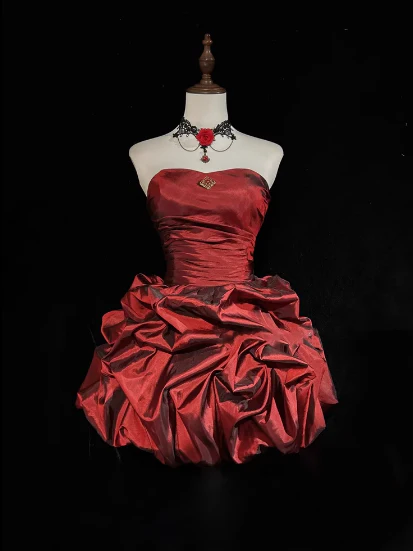 Classy A Line Strapless Taffeta Short Homecoming Dress Cocktail Dress Hoco Dresses DP2280 - Deanwangkt