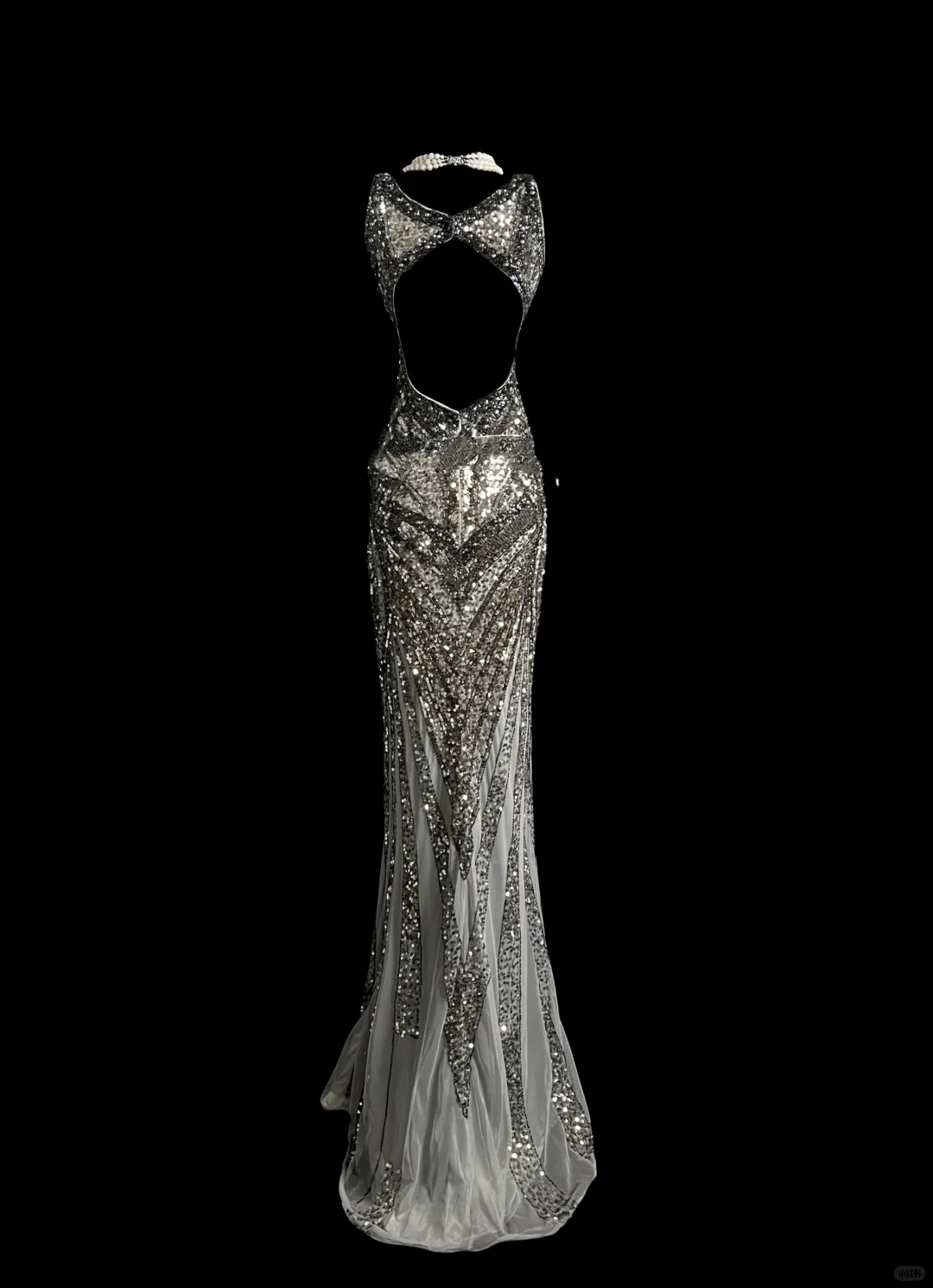 Elegant Glamour Mermaid V Neck Sequin Gray Backless Long Prom Dresses Party Dress Evening Dress DP910 - Deanwangkt