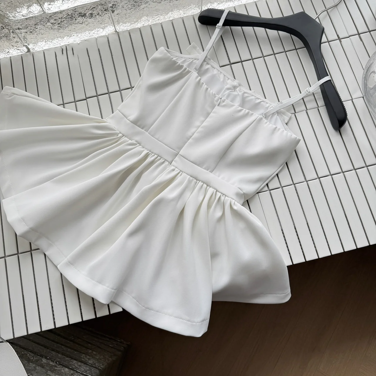 Cute A Line Spaghetti Straps White Short Summer Dress Holiday Party Outfits For Women DP0095 - Deanwangkt