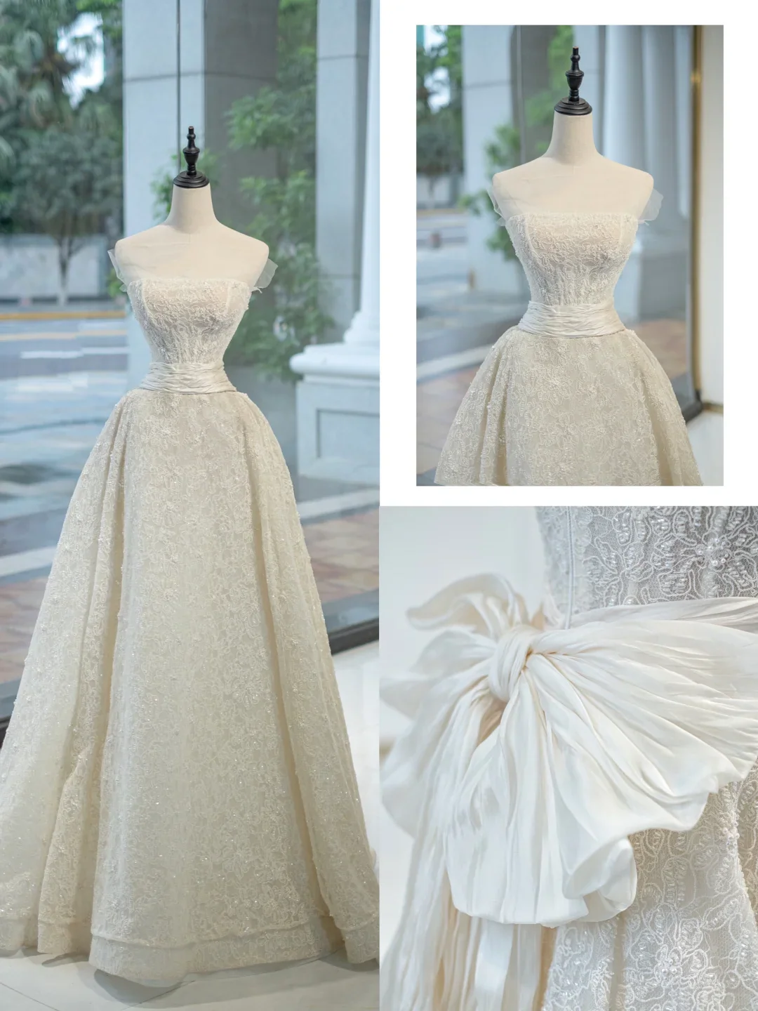 Timeless Bridal Gown Ball Gown Strapless Lace Long White Wedding Dresses Elegant Bridal Gowns DH882 - Deanwangkt