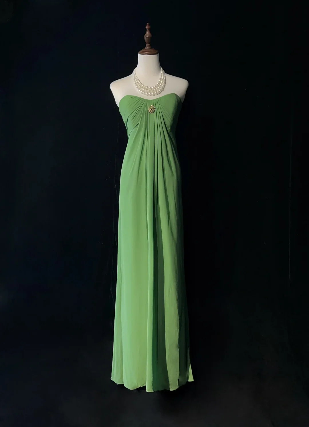 Retro A Line Sweetheart Green Chiffon Sleeveless Pleated Long Prom Dresses Party Dress 21st Birthday Outfits Graduation Dresses DH2668 - Deanwangkt