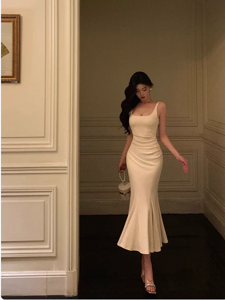 Elegant Mermaid Square Neckline Ivory 18th Birthday Dress Party Gown Birthday Outfits Birthday Dress Ideas For Women DP598 - Deanwangkt