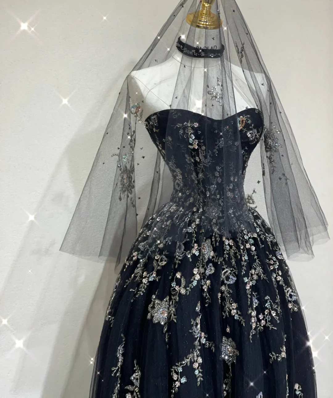 Pretty Ball Gown Strapless Black Tulle High School Graduation Dress Long Prom Dresses Evening Dresses DP431 - Deanwangkt