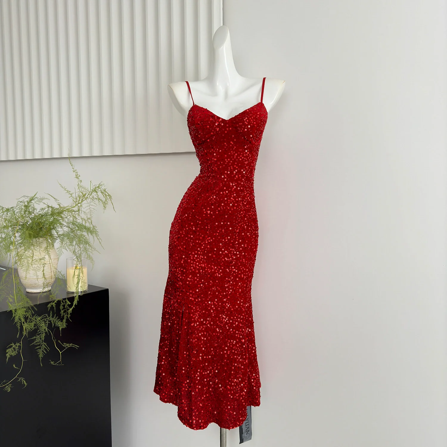 Sexy Mermaid Spaghetti Straps Sequin Birthday Party Dress Summer Holiday Outfits For Women DP0131 - Deanwangkt