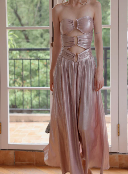 Sexy Sweetheart Neck Formal Dress Pink Satin Evening Gown Fashion Long Prom Dresses DH2703 - Deanwangkt