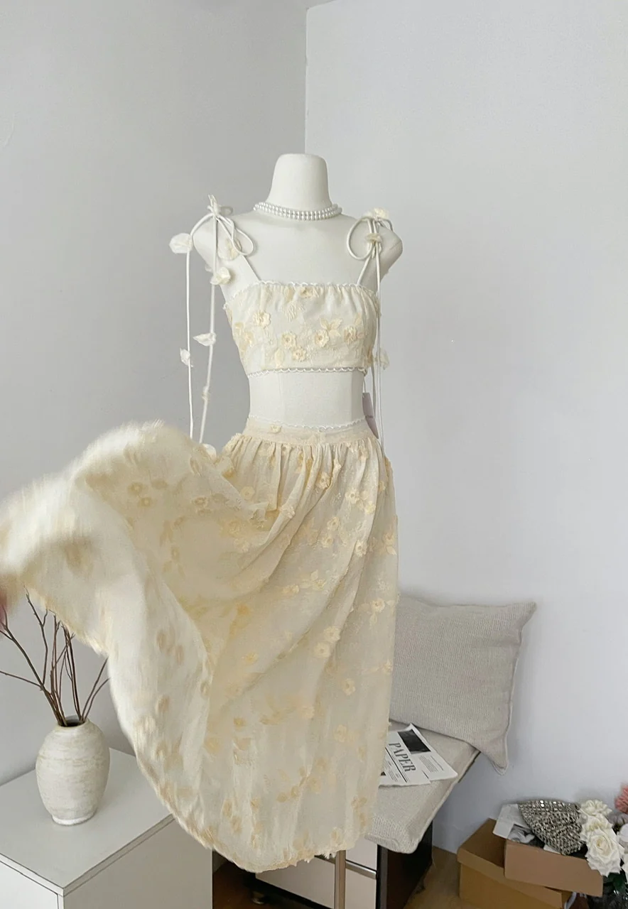 Sexy A line Spaghetti Straps 2 Pieces Summer Dress Holiday Dresses Party Birthday Outfits For Women DP0124 - Deanwangkt