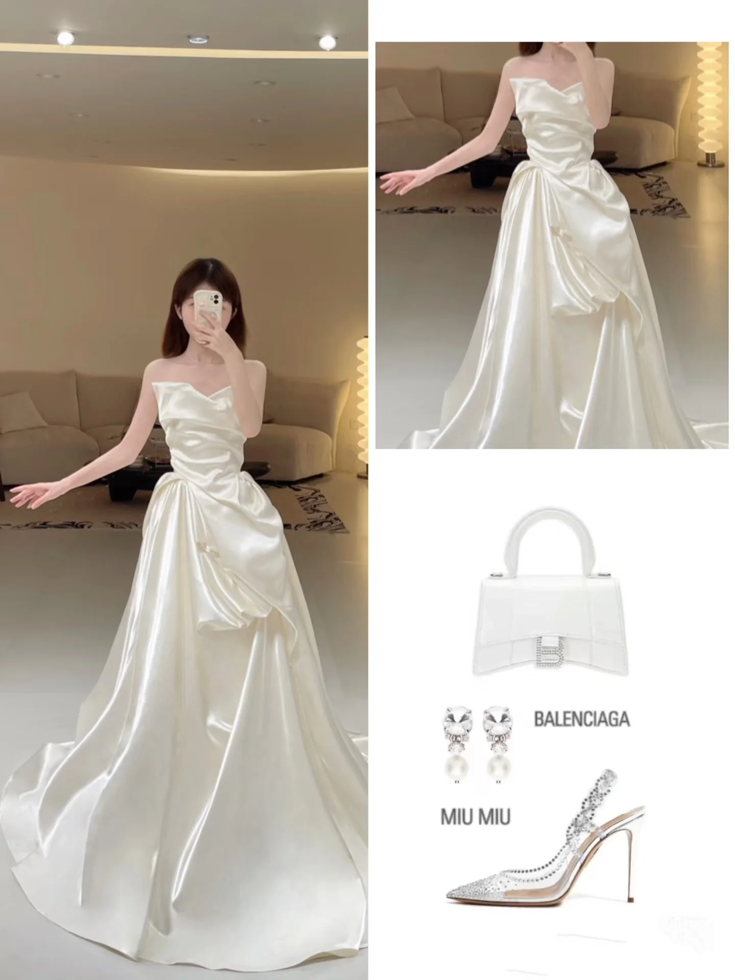 Unique Wedding Dresses Ball Gown Sweetheart Neck Satin White Long Wedding Dresses Simple Bride Dress Bridal Gowns DH1482 - Deanwangkt