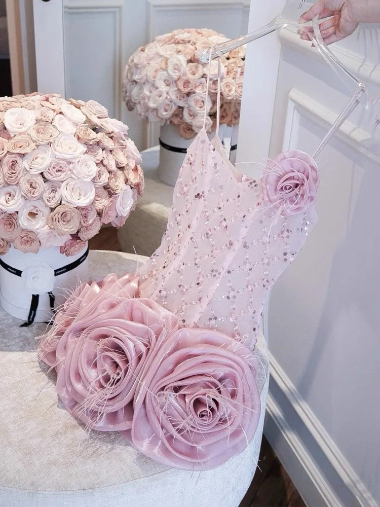 Cute Sheath Spaghetti Straps Pink Mini Party Dresses Short Formal Homecoming Dresses Night Chic Elegant Short Dresses Cocktail Dress 16th Birthday Outfits Tulle Hoco Dresses DH2780 - Deanwangkt