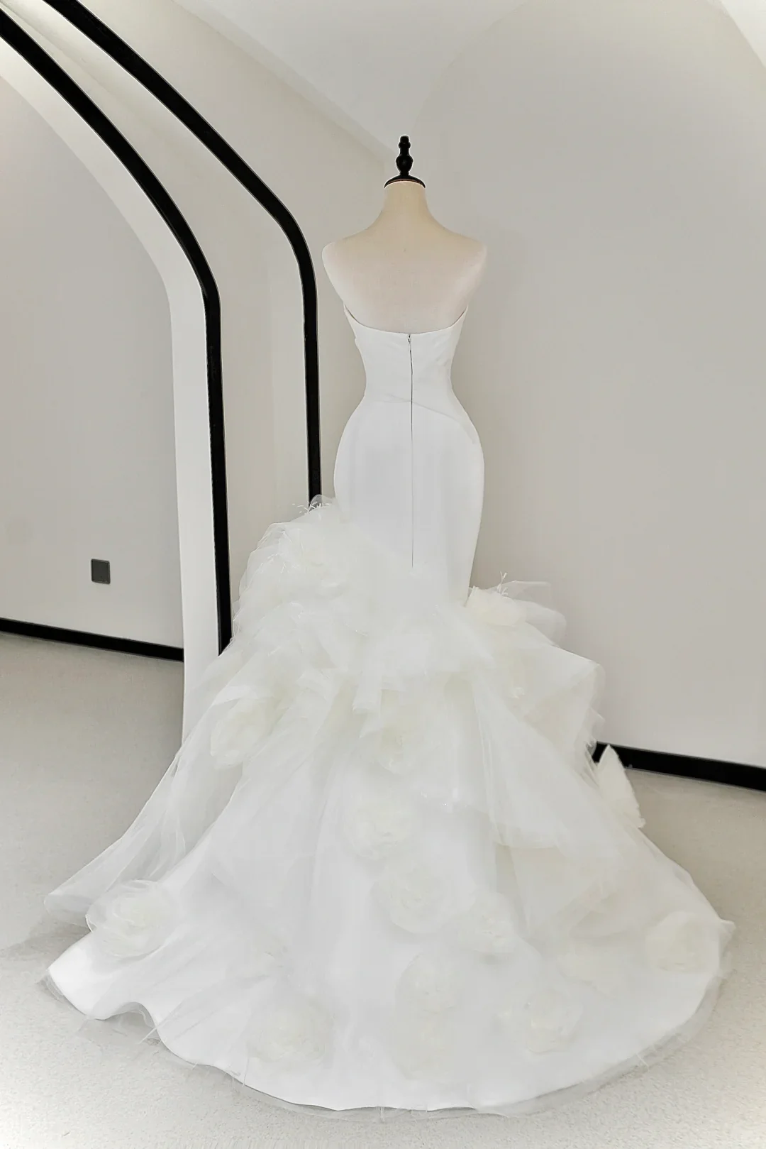 Unique Bridal Gown Mermaid Strapless White Satin Long Wedding Dresses Elegant Brides Gowns DH734 - Deanwangkt