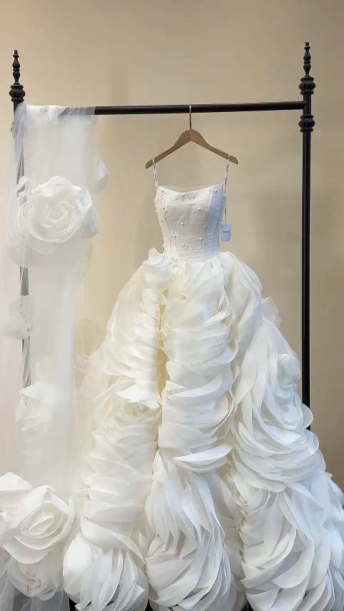 Luxury Ball Gown Tulle Long Wedding Dresses, Beaded White Bridal Gowns, Sleeveless Bridal Dresses DP3987 - Deanwangkt