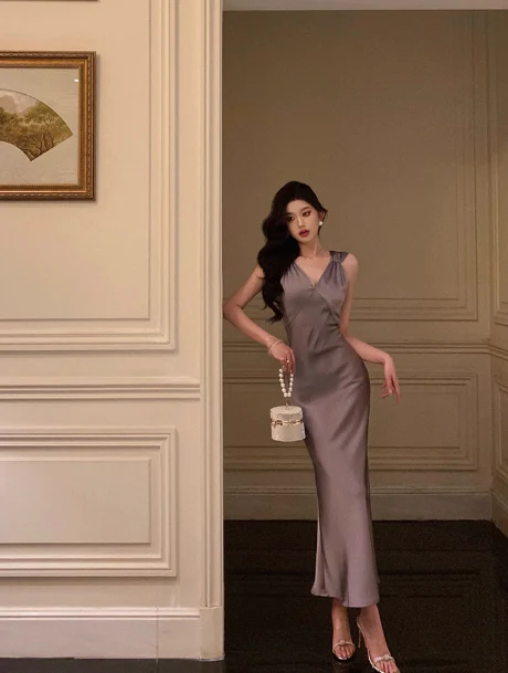 Pretty Mermaid V Neckline Dusty Grape 21st Birthday Dress Party Outfits Birthday Outfits For Women DP0189 - Deanwangkt