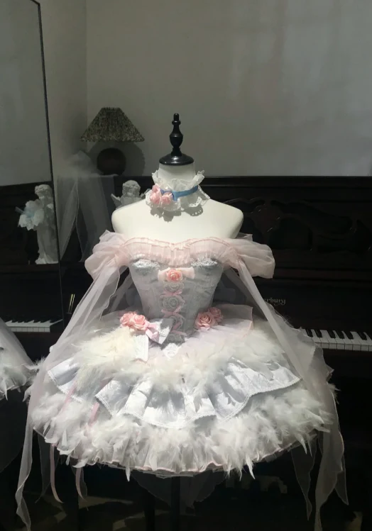 Cute Off-the-shoulder Ball Gown Short Birthday Dresses Sweet Pale Blue Lolita Dresses DP3089 - Deanwangkt