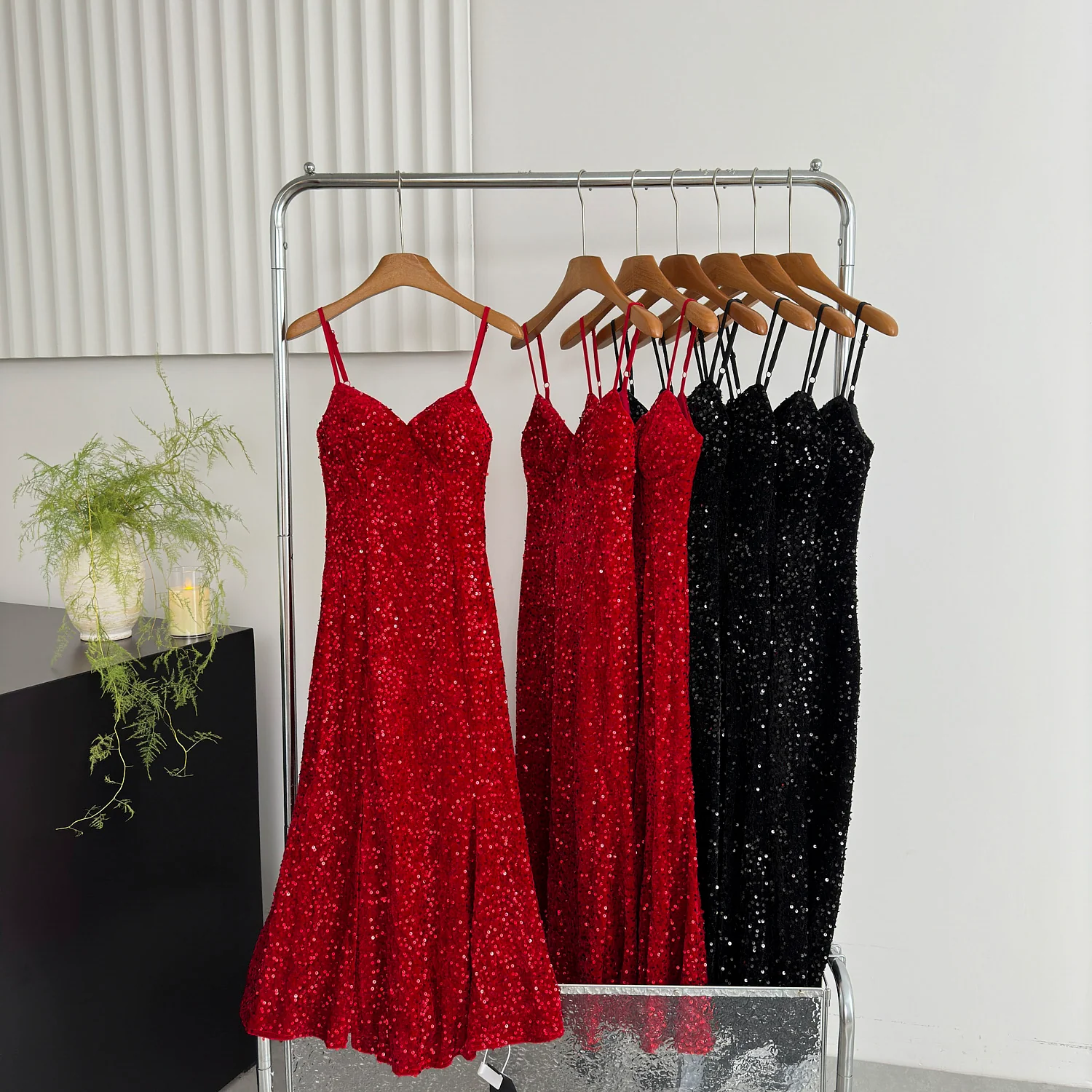 Sexy Mermaid Spaghetti Straps Sequin Birthday Party Dress Summer Holiday Outfits For Women DP0131 - Deanwangkt