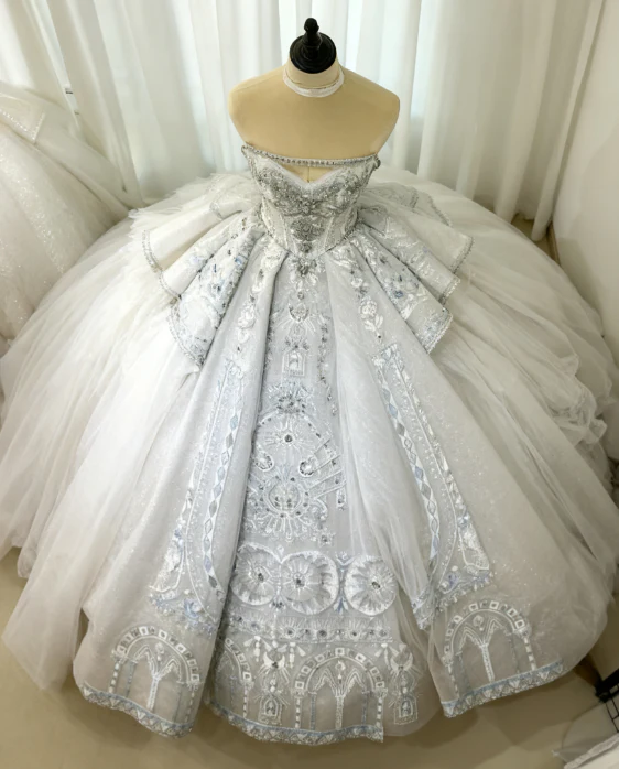 Timeless Strapless Ball Gown Tulle Wedding Dresses White Bridal Gowns DP3185 - Deanwangkt