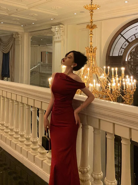 Sexy Mermaid Burgundy 18th Birthday Dress Long Party Birthday Outfits For Women DP0186 - Deanwangkt