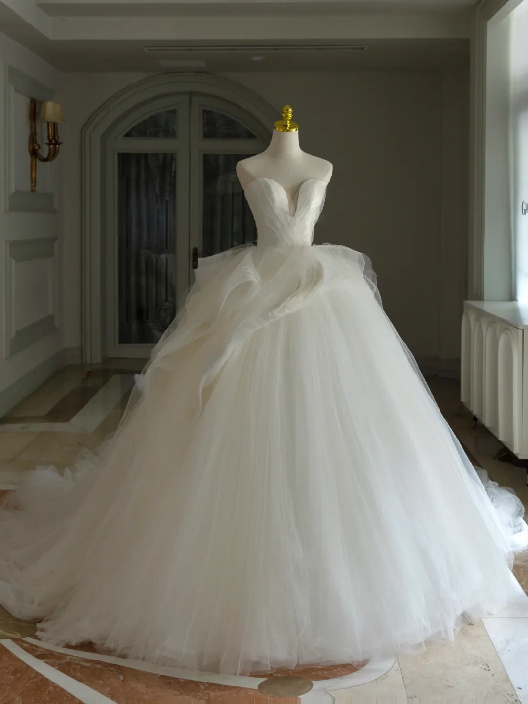 Princess Bridal Dress Ball Gown Sweetheart Tulle White Wedding Dress Long Wedding Dresses Modest Wedding Gowns DH1565 - Deanwangkt