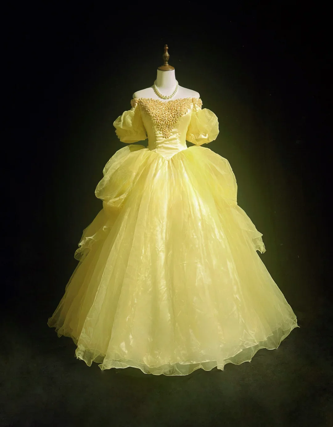 Pretty Ball Gown Square Neck Yellow Tulle Long Floral Quinceanera Dress Formal Gowns Sweet 17 Dresses Vestido De 15 Anos Sweet 16 Dress DH2683 - Deanwangkt