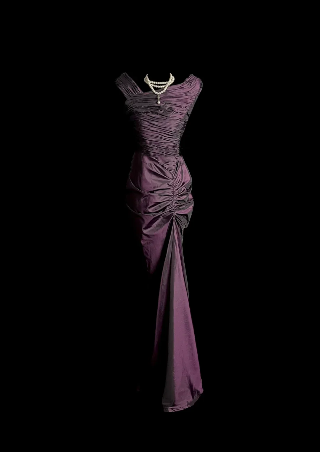 Vintage Mermaid Grape Taffeta Long Prom Dress Party Dress Graduation Dresses DP2050 - Deanwangkt