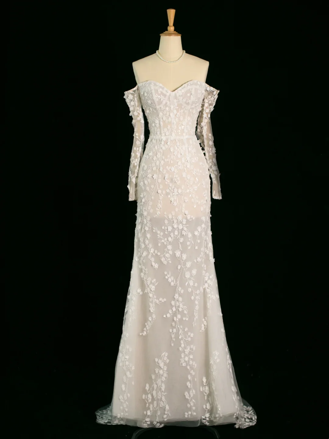 Chic Wedding Dress Mermaid Off The Shoulder White Long Sleeves Lace Long Vintage Wedding Dresses Bridal Gowns Brides Gown DH393 - Deanwangkt