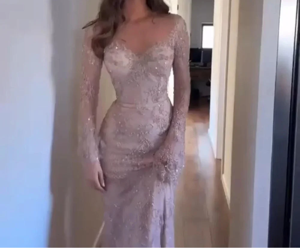 Ethereal Wedding Dress Sheath V Neck Lace Long Sleeves White Wedding Dresses Bridal Gowns DH855 - Deanwangkt