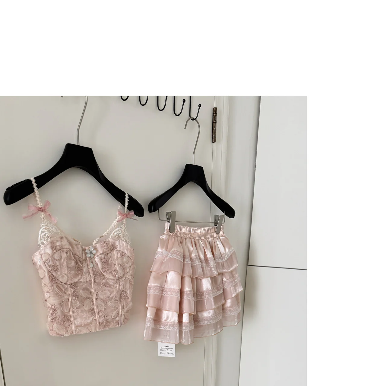 Sexy A line Spaghetti Straps 2 Pieces Pink Summer Dress Holiday Dresses Party Outfits For Women DP0118 - Deanwangkt