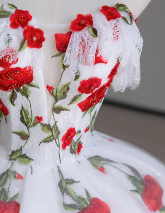 Classy Ball Gown Sweetheart Red White Tulle Prom Dresses Birthday Dresses Dance Party Dress Graduation Prom Dresses DP511 - Deanwangkt