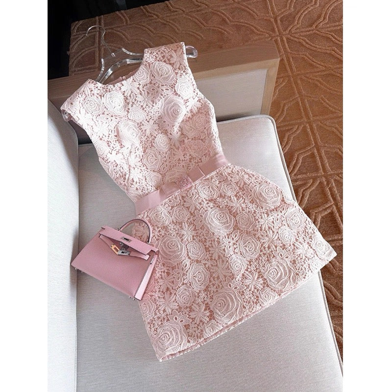 Elegant A line Scoop Lace Short White Mini Formal 8th Grade Homecoming Dresses Middle School Cocktail Dress Hoco Outfits DH2637 - Deanwangkt