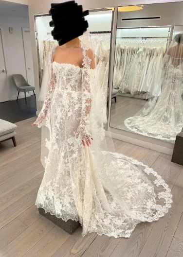 Timeless Bridal Gown Mermaid Off The Shoulder White Lace Long Sleeves Wedding Dresses Elegant Bridal Gowns DH954 - Deanwangkt