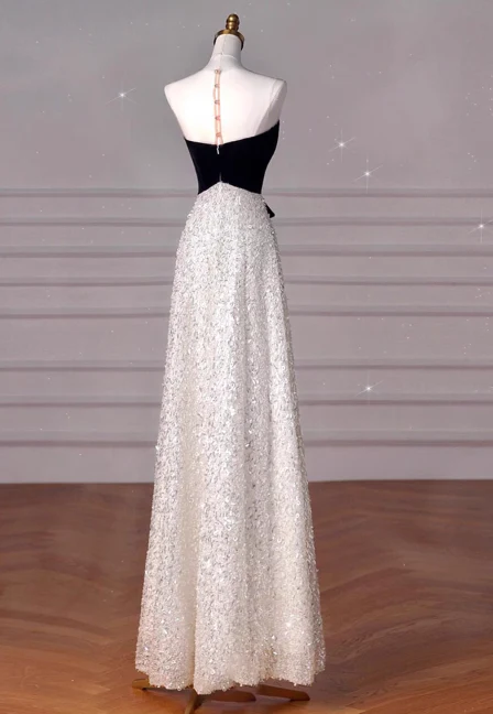 Elegant A-Line One Shoulder Evening Gown Black Sparkly Formal Dress Sequin Long Prom Dresses DP2790 - Deanwangkt