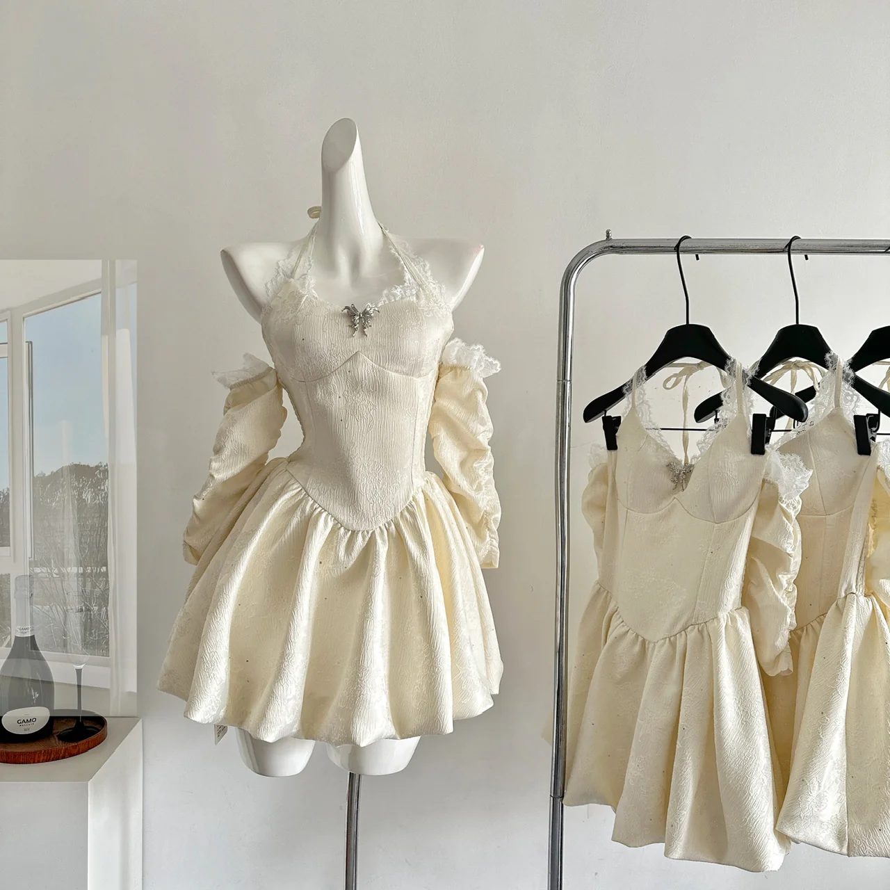 Cute A Line Halter Ivory Lace Summer Dress Holiday Party Outfits For Women DP0096 - Deanwangkt