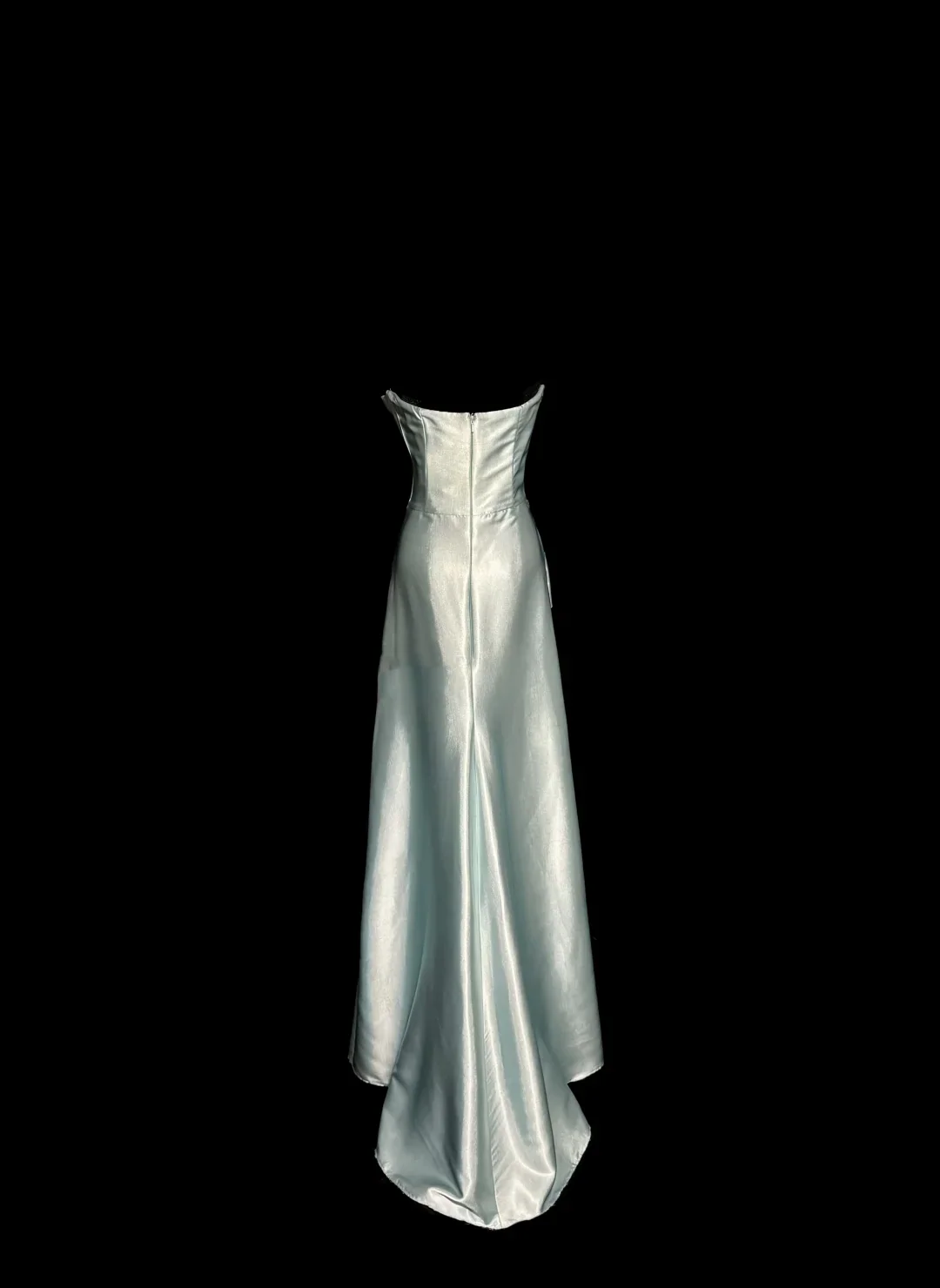 Vintage A line Strapless Sleeveless Light Sky Blue Satin Petite Mother Of Bride Dress Party Gown Floor Length For Summer Women Wedding W842 - Deanwangkt