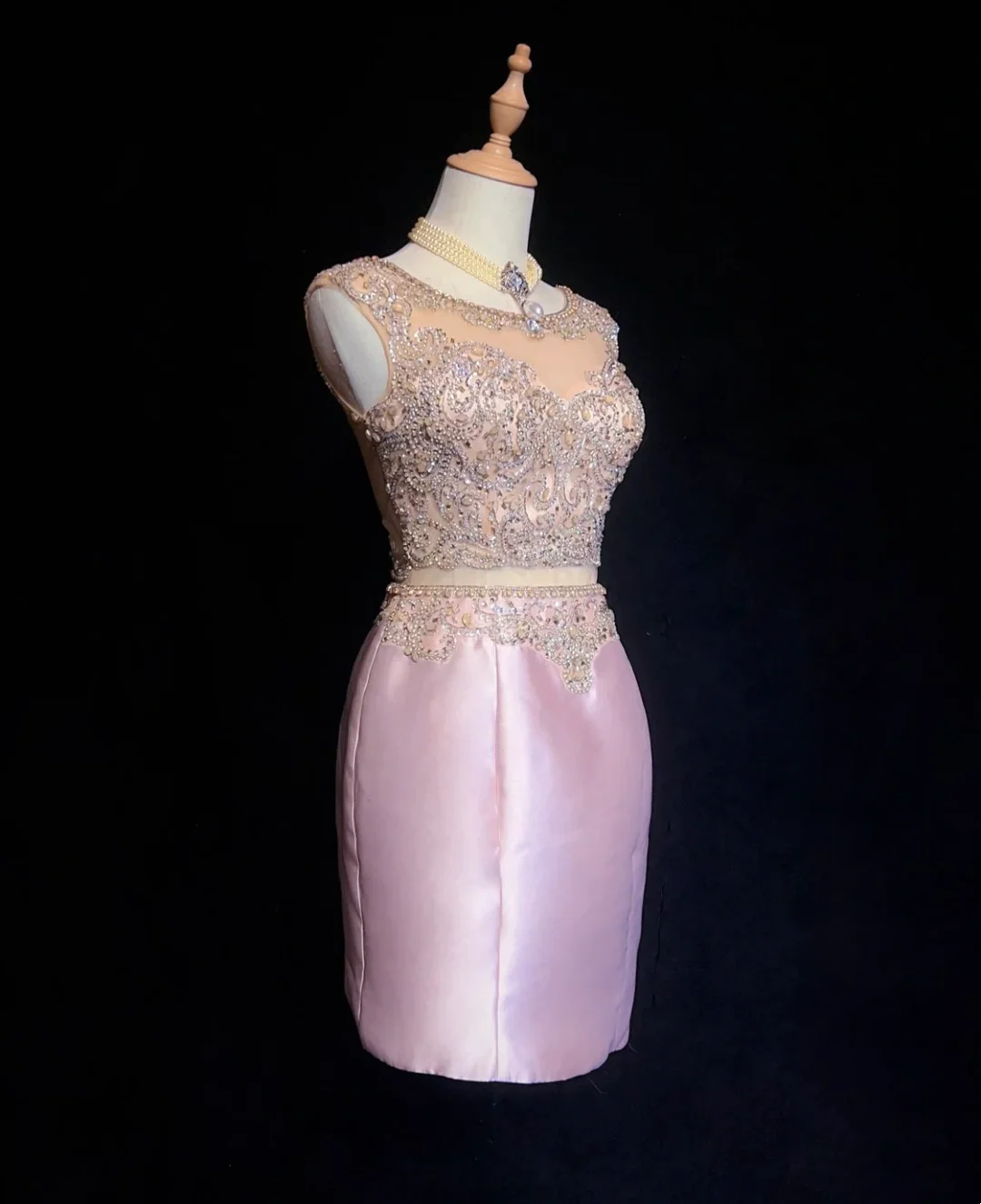 Vintage Sheath Scoop Neck Pink Short Satin Formal 8th Grade Homecoming Dresses Middle School Cocktail Dress Mini Hoco Outfits DH1467 - Deanwangkt