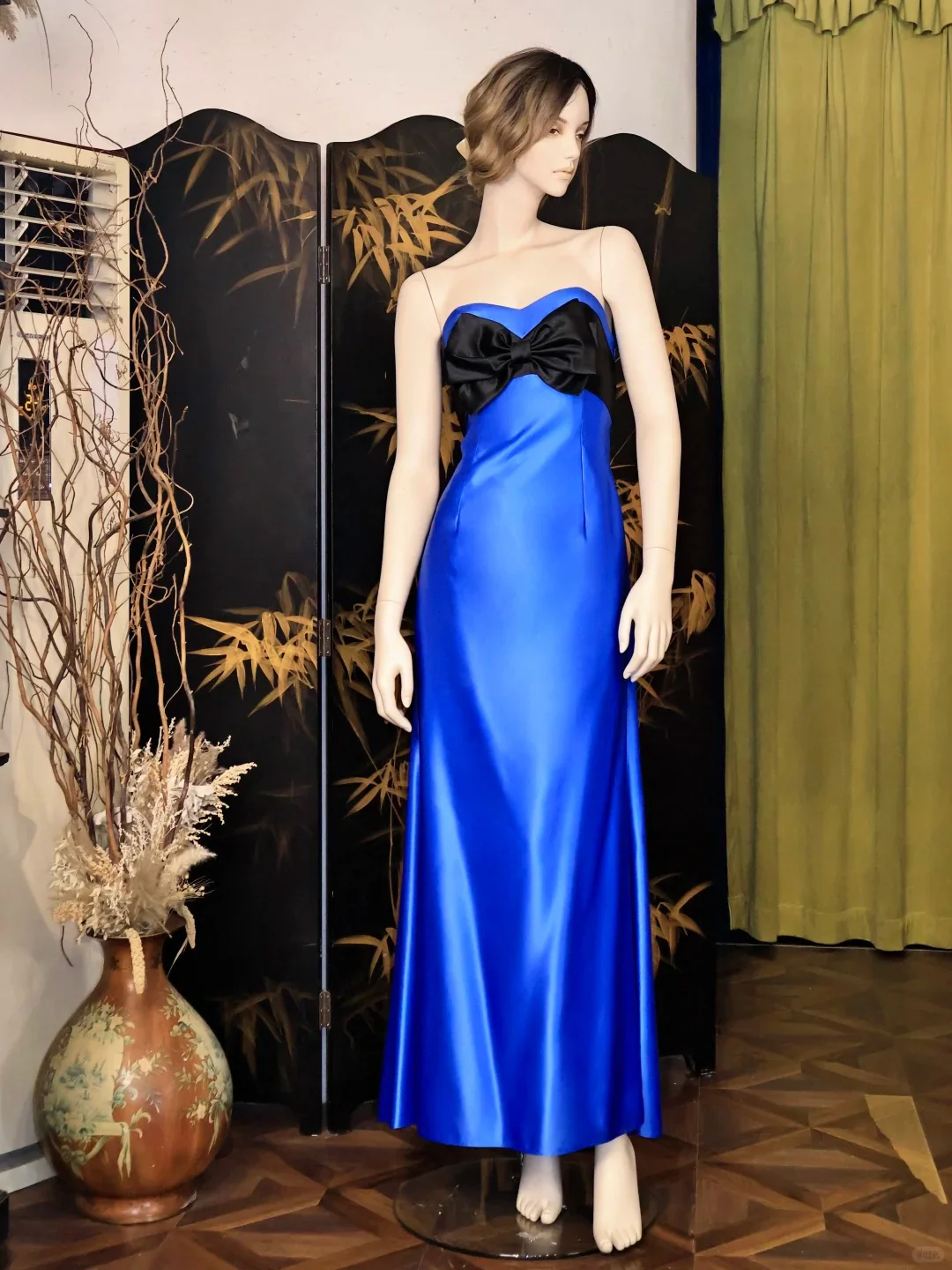 Elegant Sheath Long Evening Dress Satin Modest Birthday Party Dress Strapless Royal Blue Formal Dress DP2853 - Deanwangkt