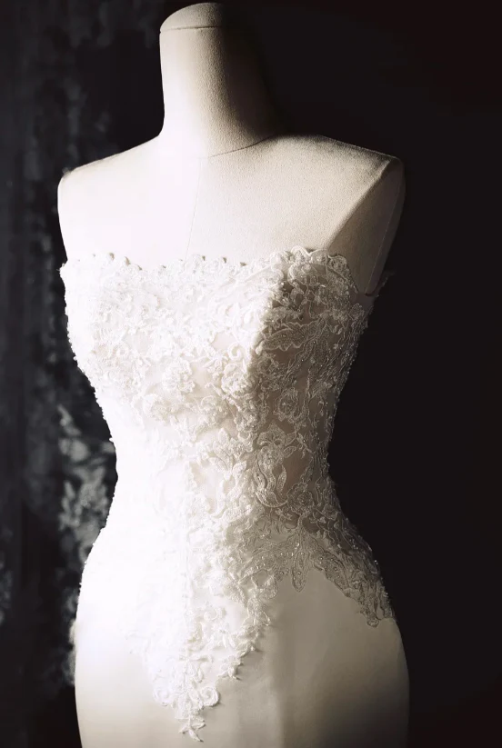 Timeless Strapless Mermaid Wedding Dresses Tulle Applique White Bridal Gowns DP3348 - Deanwangkt